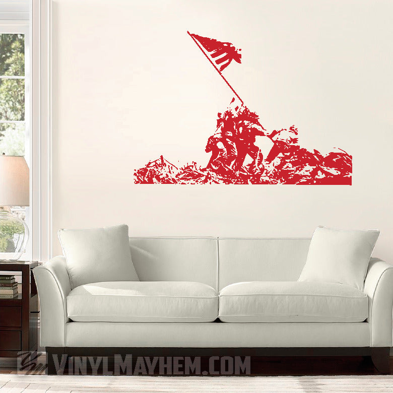 Iwo Jima United States Marines raising American flag vinyl sticker