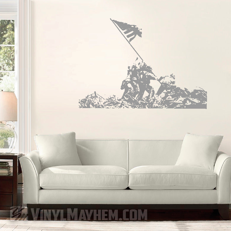 Iwo Jima United States Marines raising American flag vinyl sticker