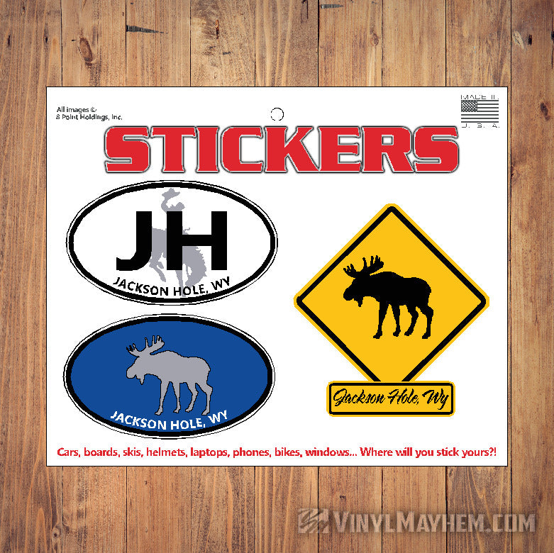 Jackson Hole Wyoming sticker ovals caution sign sheet