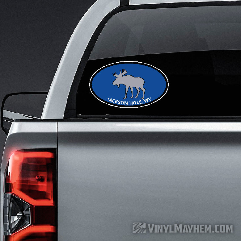 Jackson Hole Wyoming moose oval sticker
