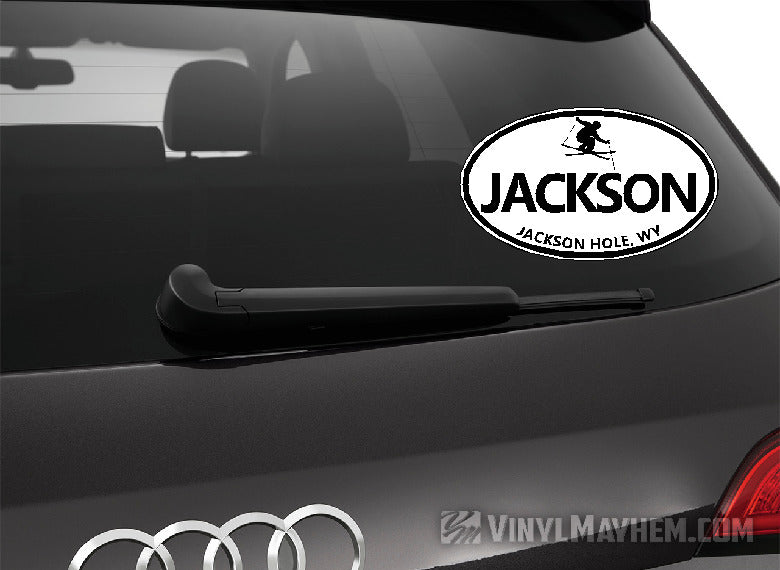 Jackson Hole Wyoming Skier oval sticker