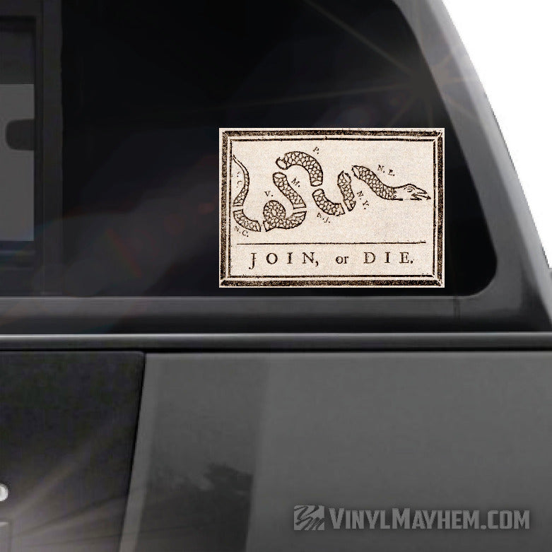 Join Or Die Snake Sons of Liberty old paper sticker