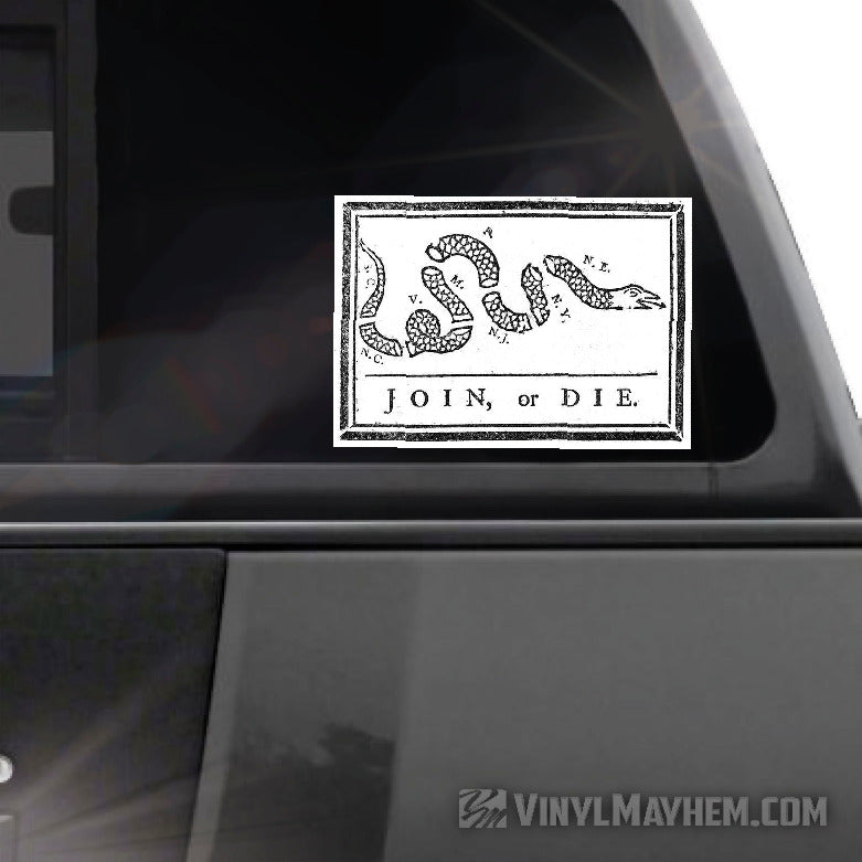 Join Or Die Snake Sons of Liberty black and white sticker