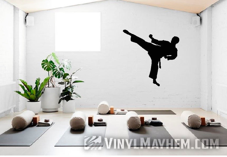 Karate side kick silhouette vinyl sticker