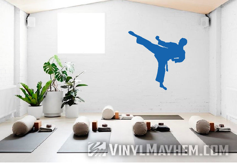 Karate side kick silhouette vinyl sticker
