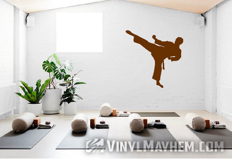Karate side kick silhouette vinyl sticker