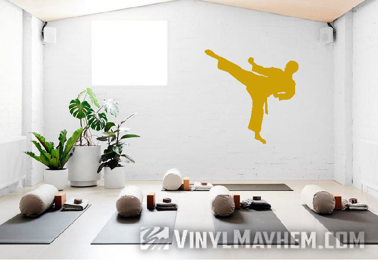 Karate side kick silhouette vinyl sticker