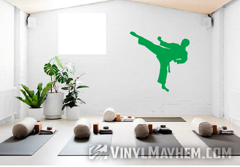 Karate side kick silhouette vinyl sticker