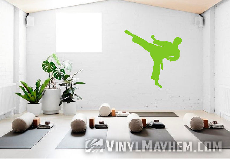 Karate side kick silhouette vinyl sticker