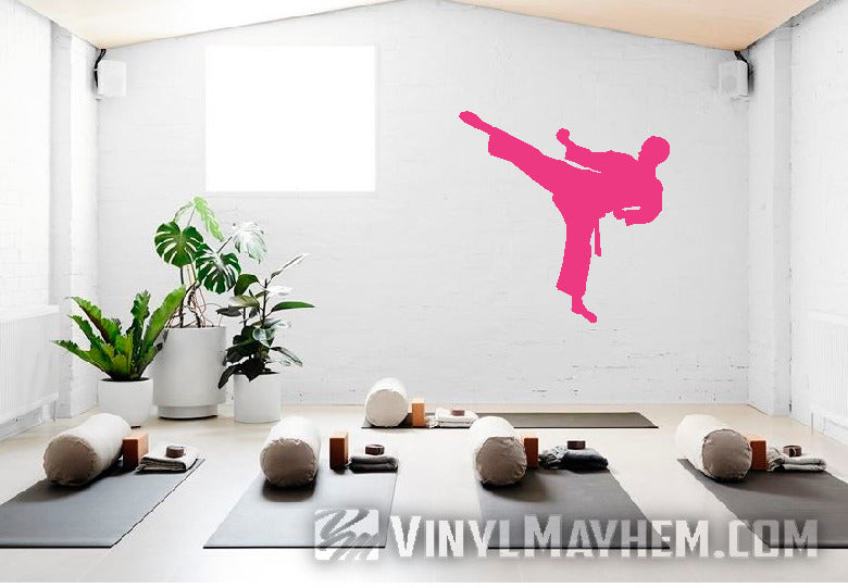 Karate side kick silhouette vinyl sticker