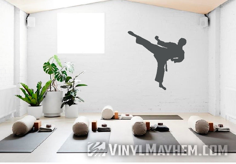 Karate side kick silhouette vinyl sticker