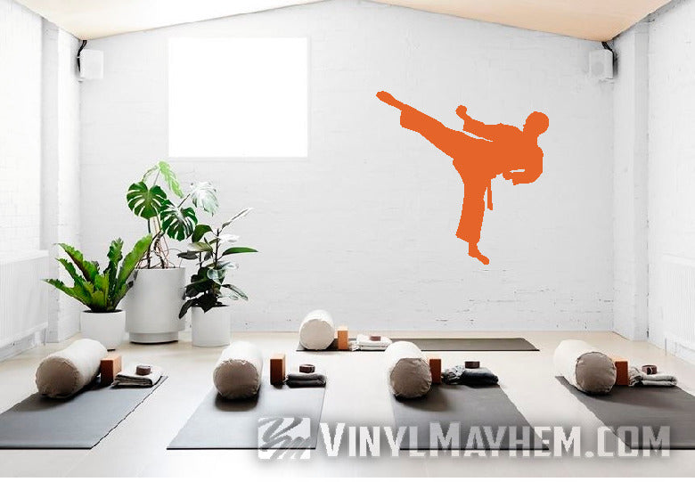 Karate side kick silhouette vinyl sticker