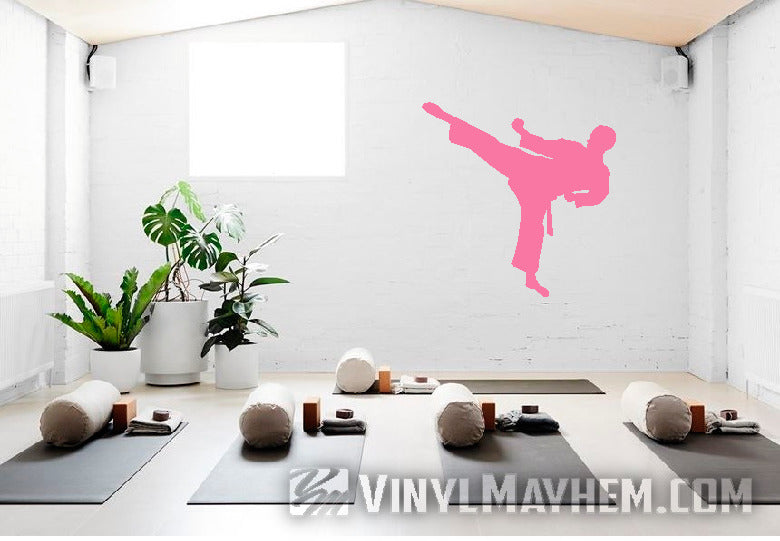 Karate side kick silhouette vinyl sticker