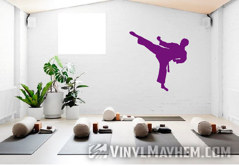 Karate side kick silhouette vinyl sticker