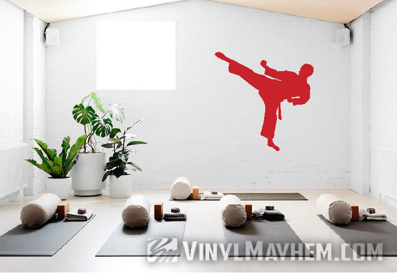 Karate side kick silhouette vinyl sticker