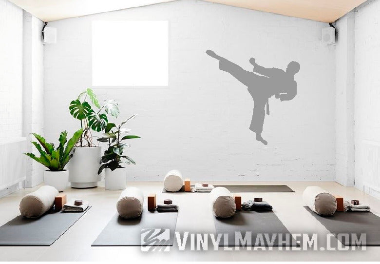 Karate side kick silhouette vinyl sticker