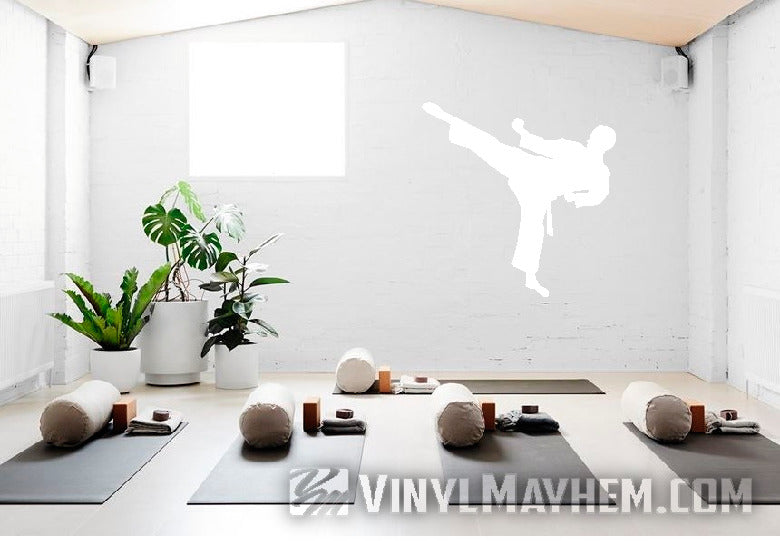 Karate side kick silhouette vinyl sticker