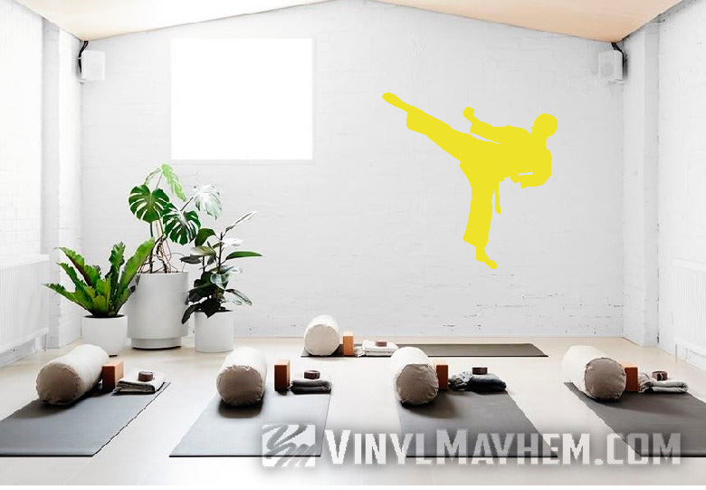 Karate side kick silhouette vinyl sticker