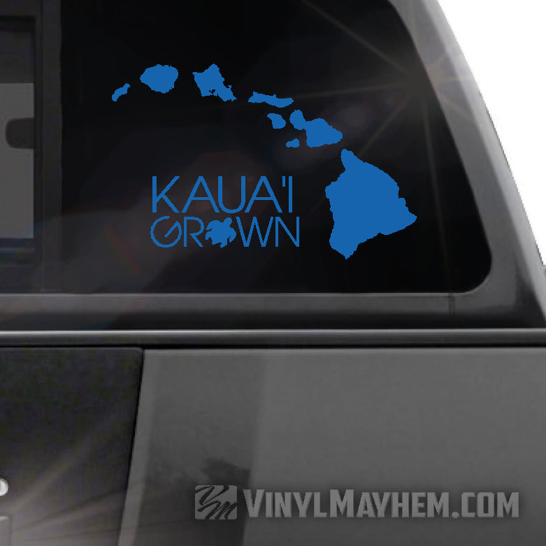Hawaiian Islands Kaua&#39;i Grown with Turtle vinyl sticker