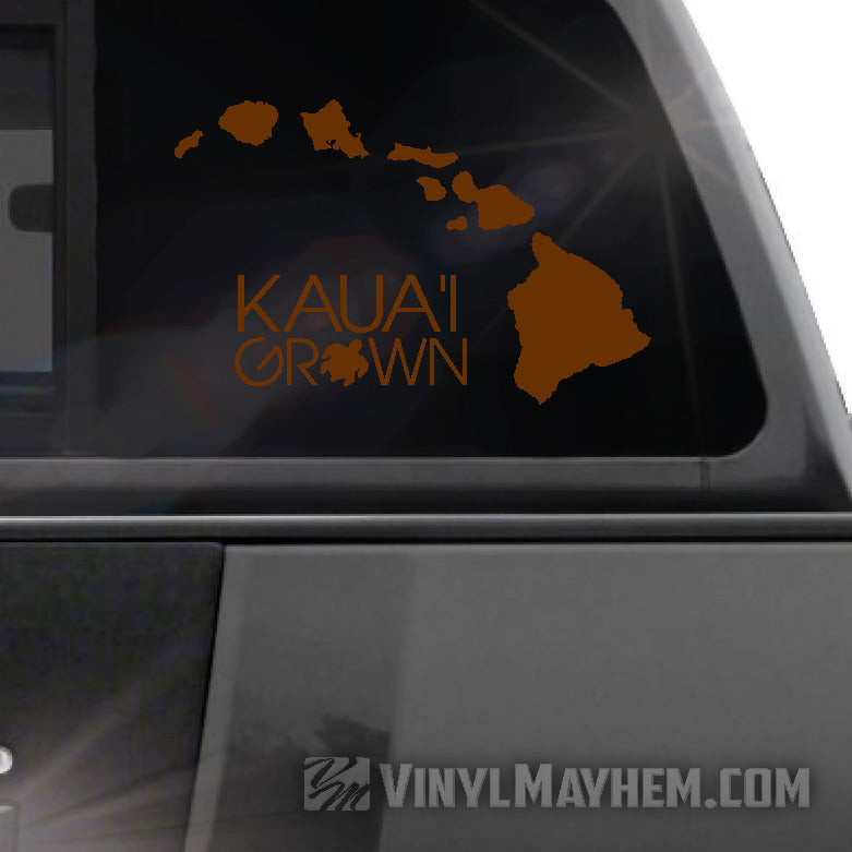 Hawaiian Islands Kaua&#39;i Grown with Turtle vinyl sticker