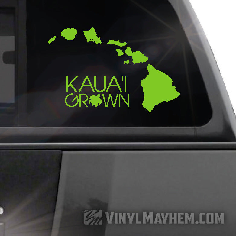 Hawaiian Islands Kaua&#39;i Grown with Turtle vinyl sticker
