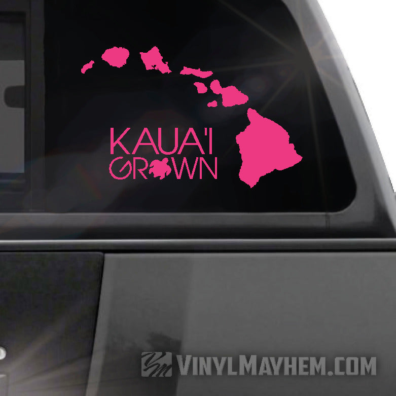 Hawaiian Islands Kaua&#39;i Grown with Turtle vinyl sticker