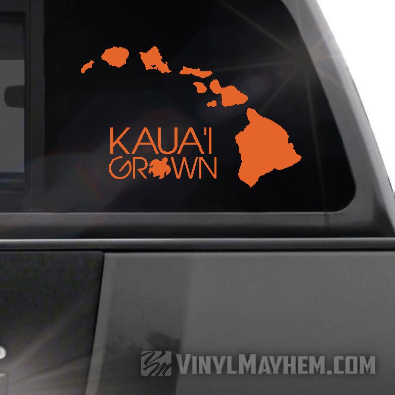 Hawaiian Islands Kaua&#39;i Grown with Turtle vinyl sticker