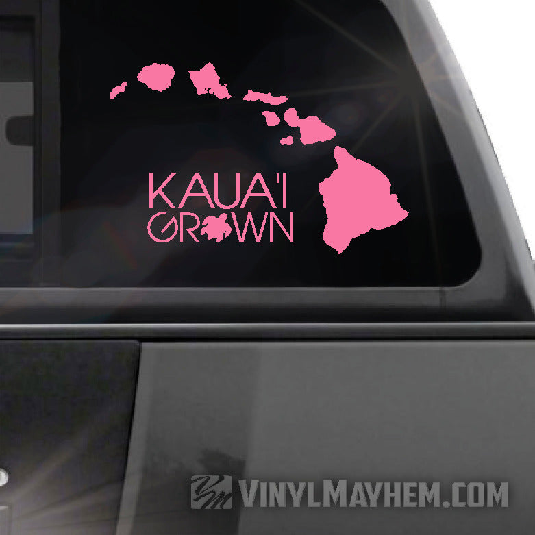 Hawaiian Islands Kaua&#39;i Grown with Turtle vinyl sticker