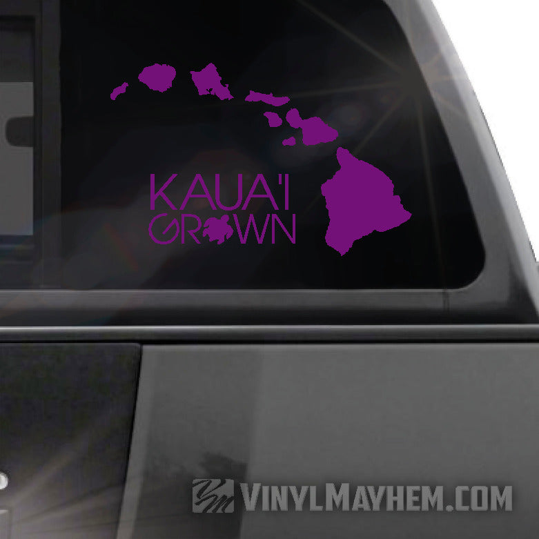 Hawaiian Islands Kaua&#39;i Grown with Turtle vinyl sticker