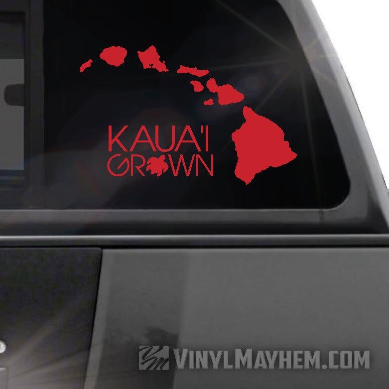 Hawaiian Islands Kaua&#39;i Grown with Turtle vinyl sticker