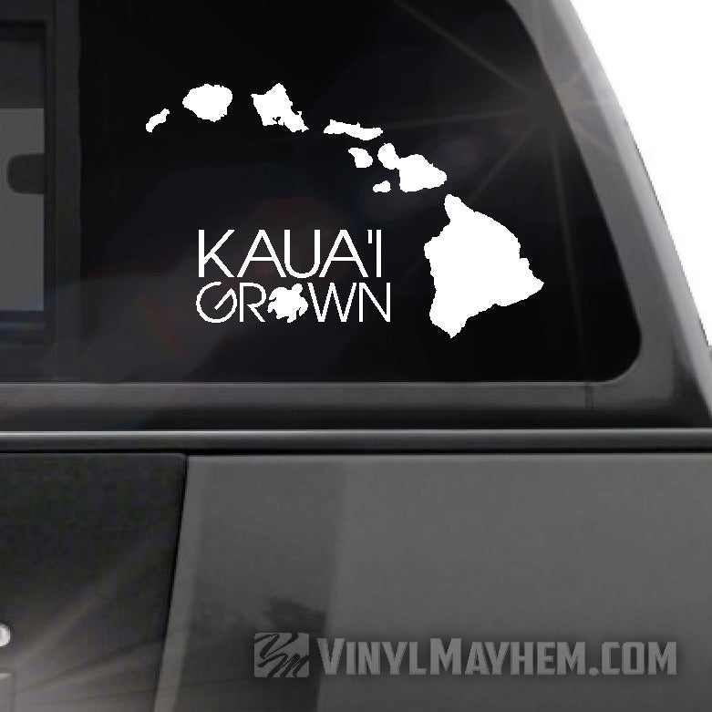 Hawaiian Islands Kaua&#39;i Grown with Turtle vinyl sticker