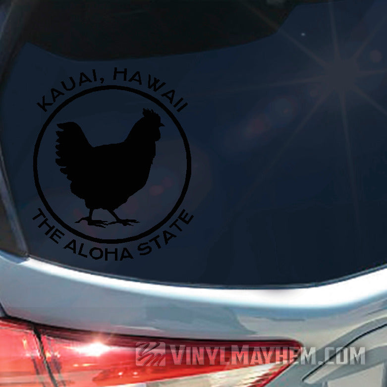 Hawaii Kauai The Aloha State chicken vinyl sticker