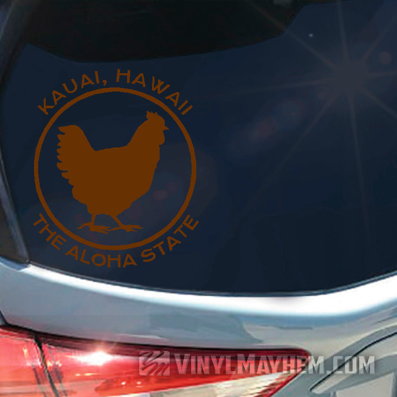 Hawaii Kauai The Aloha State chicken vinyl sticker