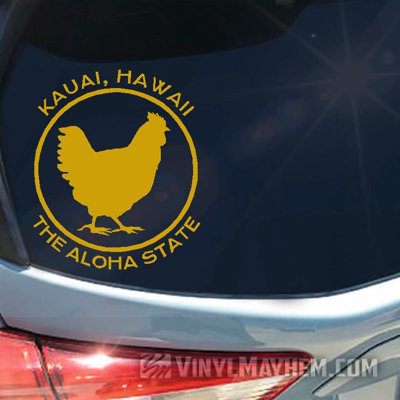 Hawaii Kauai The Aloha State chicken vinyl sticker