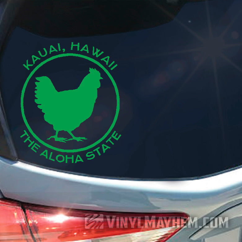 Hawaii Kauai The Aloha State chicken vinyl sticker