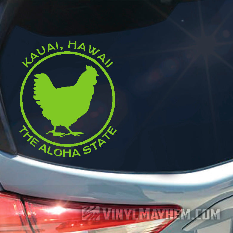 Hawaii Kauai The Aloha State chicken vinyl sticker