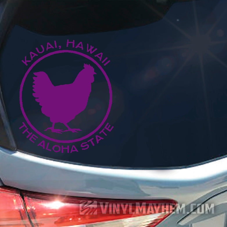 Hawaii Kauai The Aloha State chicken vinyl sticker