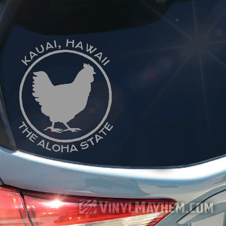 Hawaii Kauai The Aloha State chicken vinyl sticker