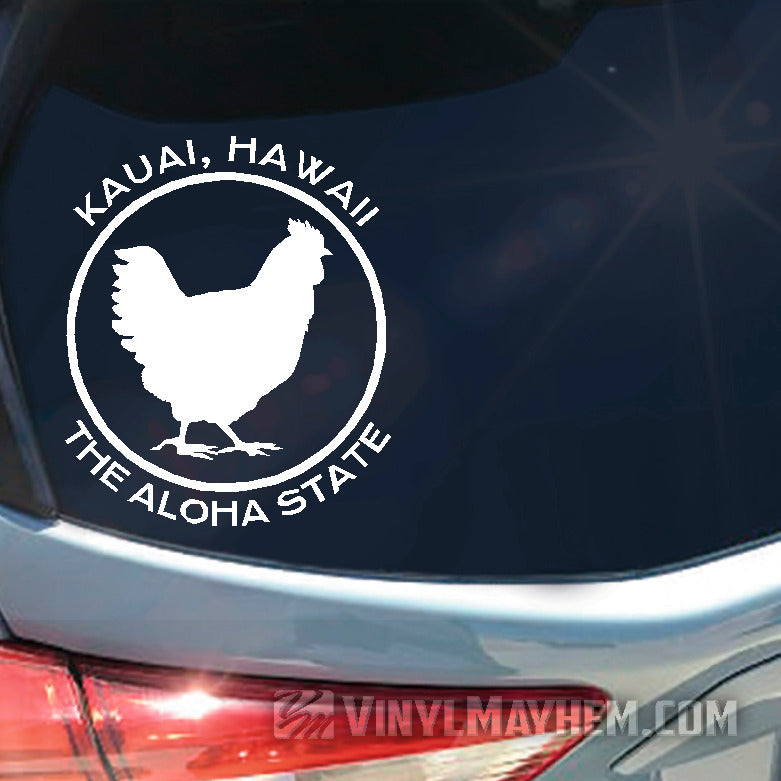 Hawaii Kauai The Aloha State chicken vinyl sticker