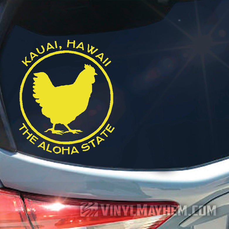 Hawaii Kauai The Aloha State chicken vinyl sticker