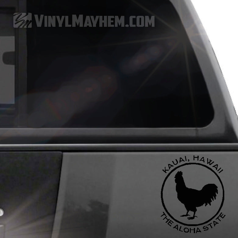 Hawaii Kauai The Aloha State rooster vinyl sticker