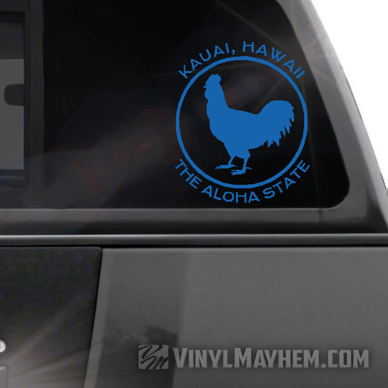 Hawaii Kauai The Aloha State rooster vinyl sticker