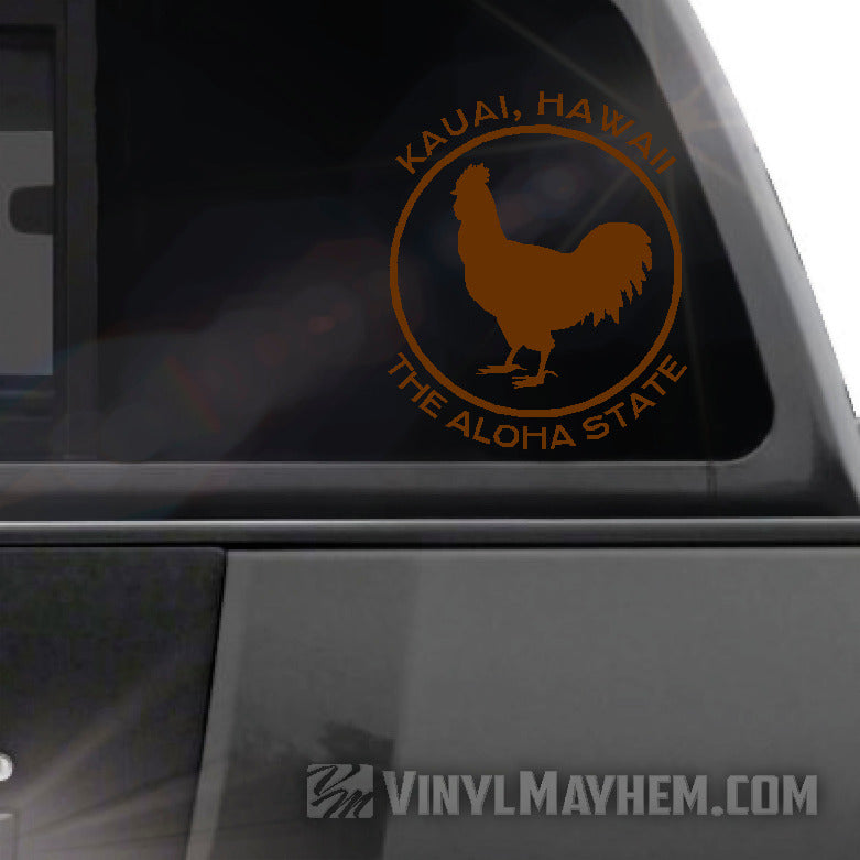 Hawaii Kauai The Aloha State rooster vinyl sticker