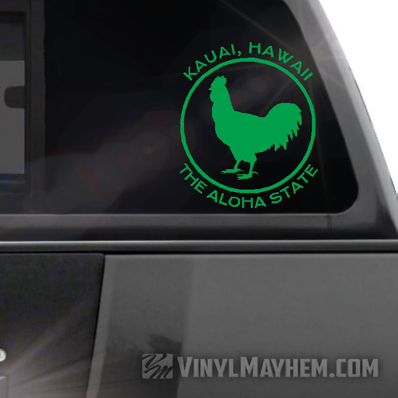 Hawaii Kauai The Aloha State rooster vinyl sticker