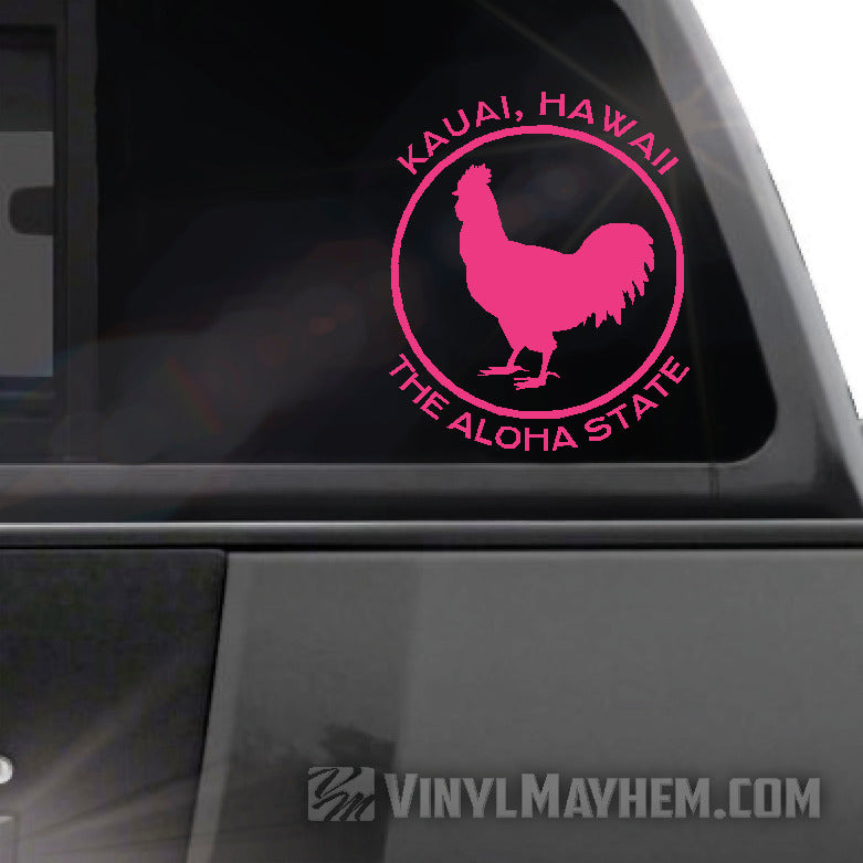 Hawaii Kauai The Aloha State rooster vinyl sticker