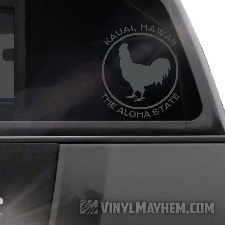 Hawaii Kauai The Aloha State rooster vinyl sticker
