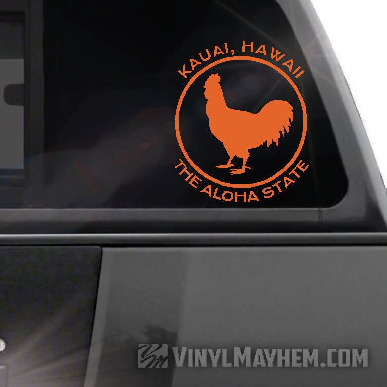 Hawaii Kauai The Aloha State rooster vinyl sticker