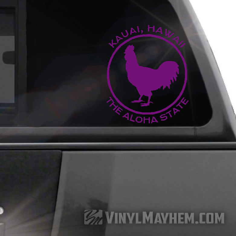 Hawaii Kauai The Aloha State rooster vinyl sticker