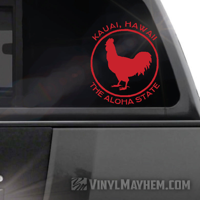 Hawaii Kauai The Aloha State rooster vinyl sticker