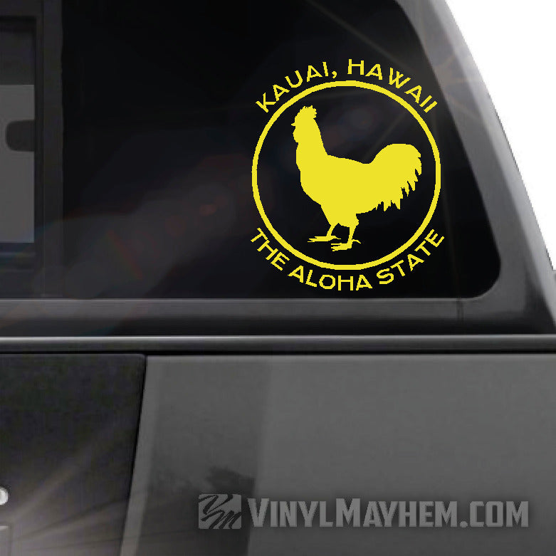 Hawaii Kauai The Aloha State rooster vinyl sticker